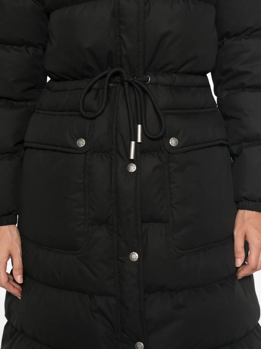 Moncler Gewatteerd jack met trekkoordtaille Zwart
