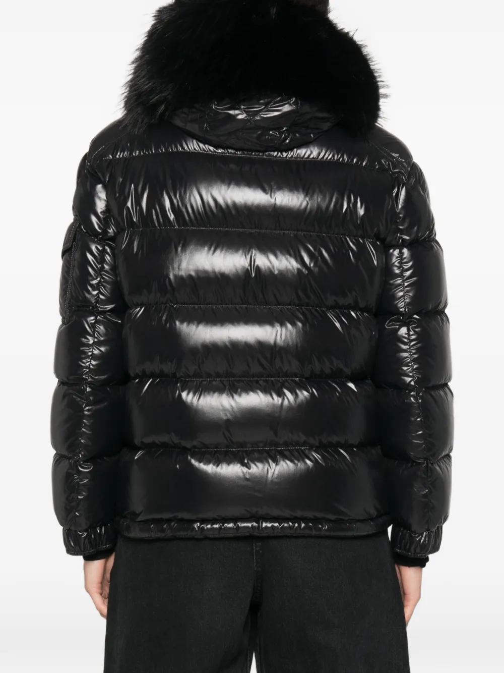 Moncler Hypolais gewatteerd jack met afwerking van imitatiebont Zwart