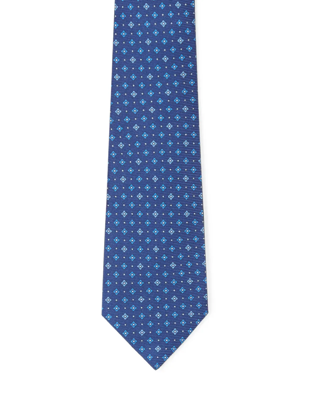 Kiton Zijden stropdas met geometrisch patroon Blauw