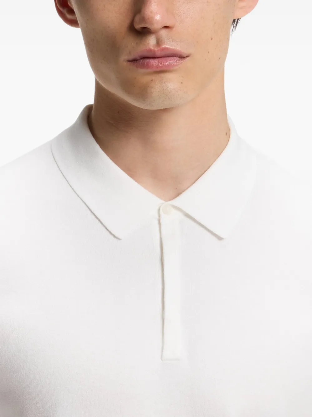 HUGO Gebreid poloshirt met bedekte knopenbies Wit
