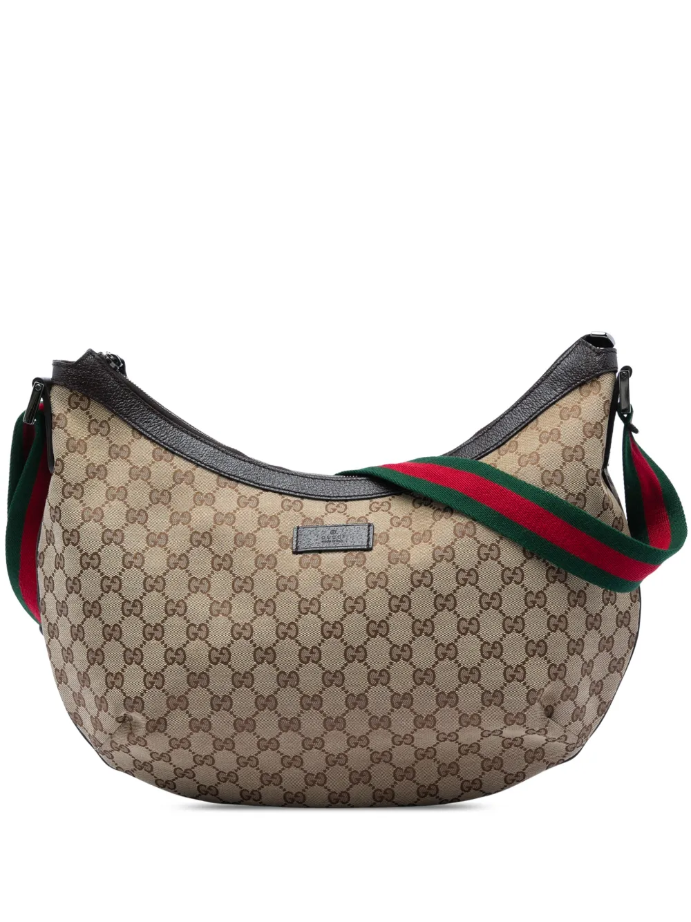 Gucci Pre-Owned 2016-2026 GG Canvas Web Half Moon crossbody bag - Nude