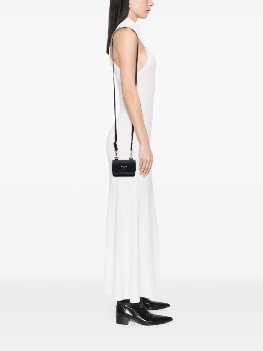 Prada Pre-Owned 2013-2026 Re Nylon and Saffiano crossbodytas Zwart