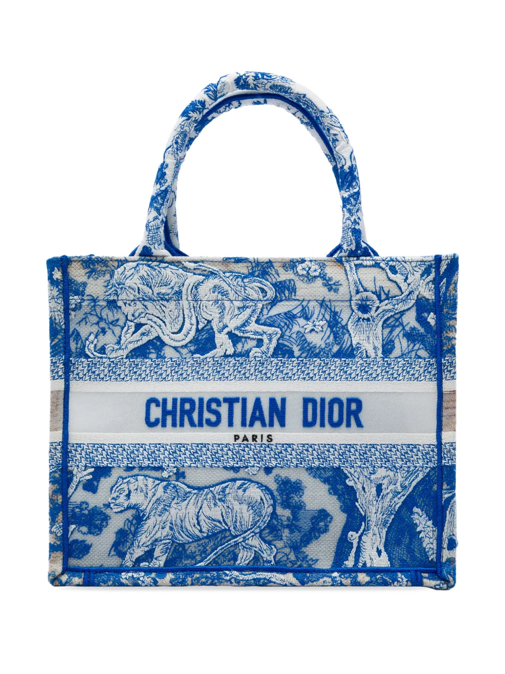 Christian Dior Pre-Owned 2022 Small Canvas Embroidered Toile De Jouy Sauvage Book tote bag - Blau