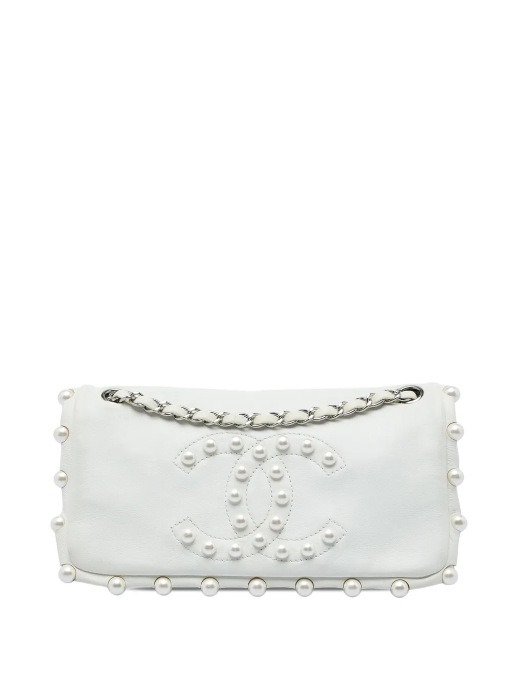 CHANEL Pre-Owned 2008-2009 Lambskin Pearl Obsession Flap shoulder bag - Weiß