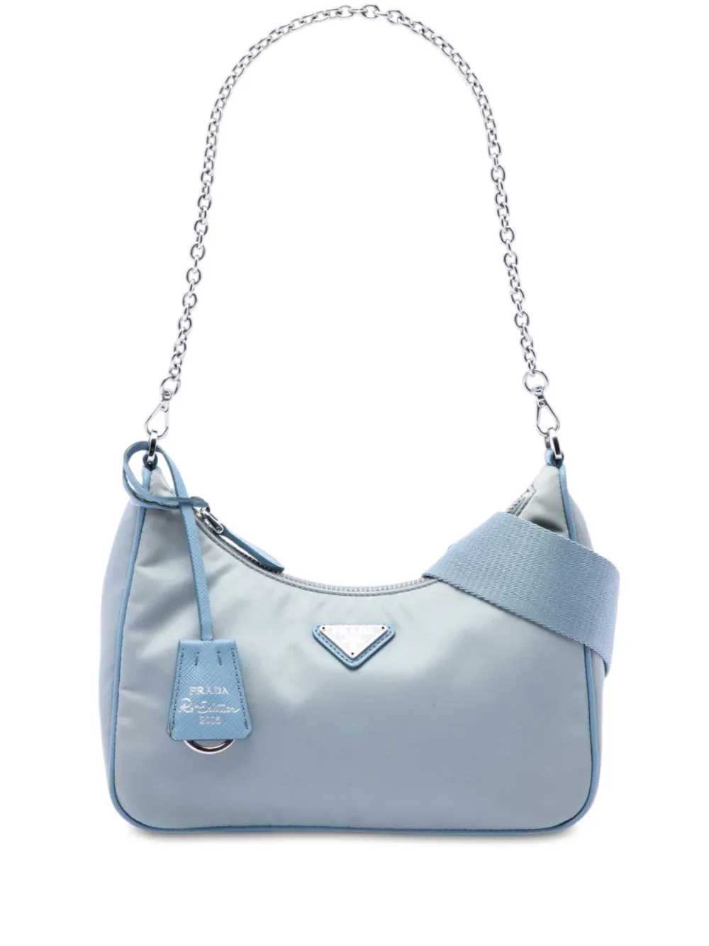 Prada Pre-Owned 2019-2026 Saffiano Trimmed Tessuto Re Edition 2005 satchel - Blu