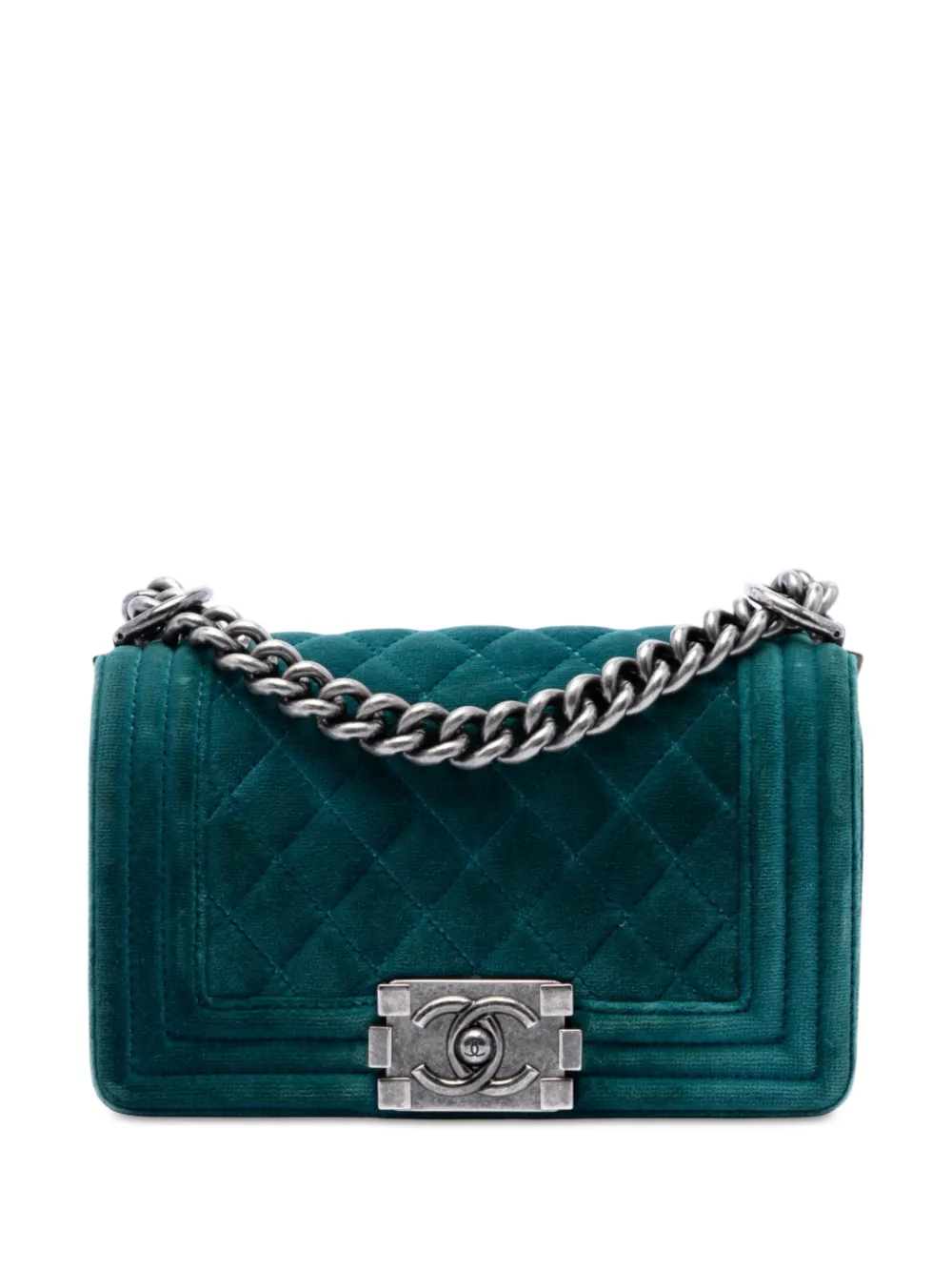 CHANEL Pre-Owned 2013-2014 Small Quilted Velvet Boy Flap crossbody bag - Blu