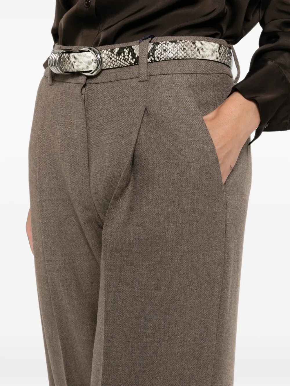 Seductive Sloanne geplooide broek Bruin