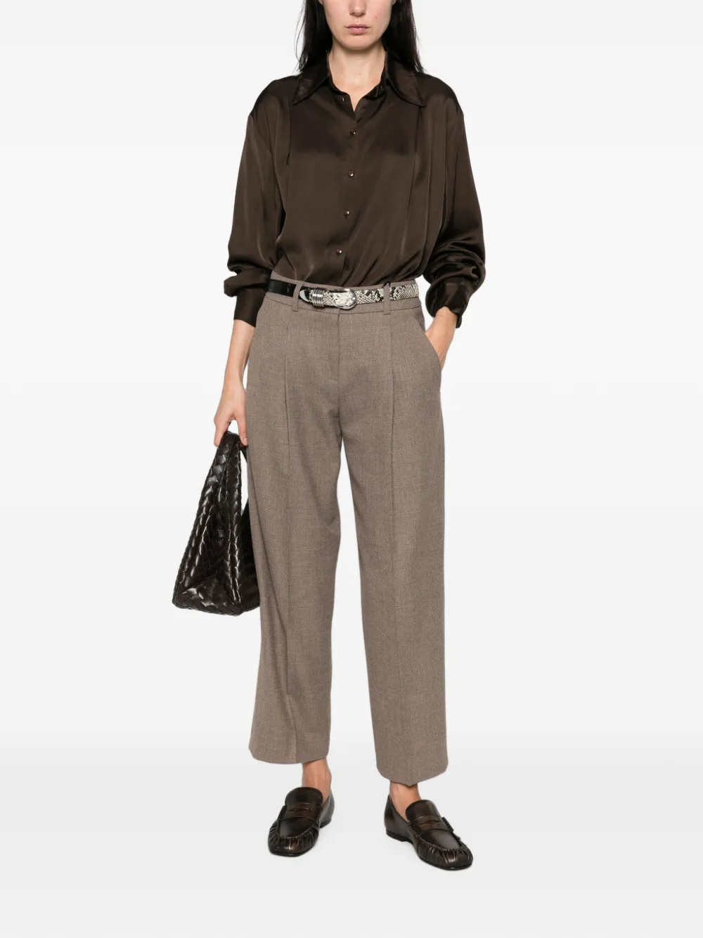 Seductive Sloanne geplooide broek Bruin