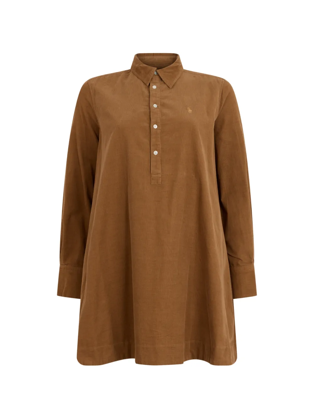 Polo Ralph Lauren corduroy pleated mini shirt dress - Marrone