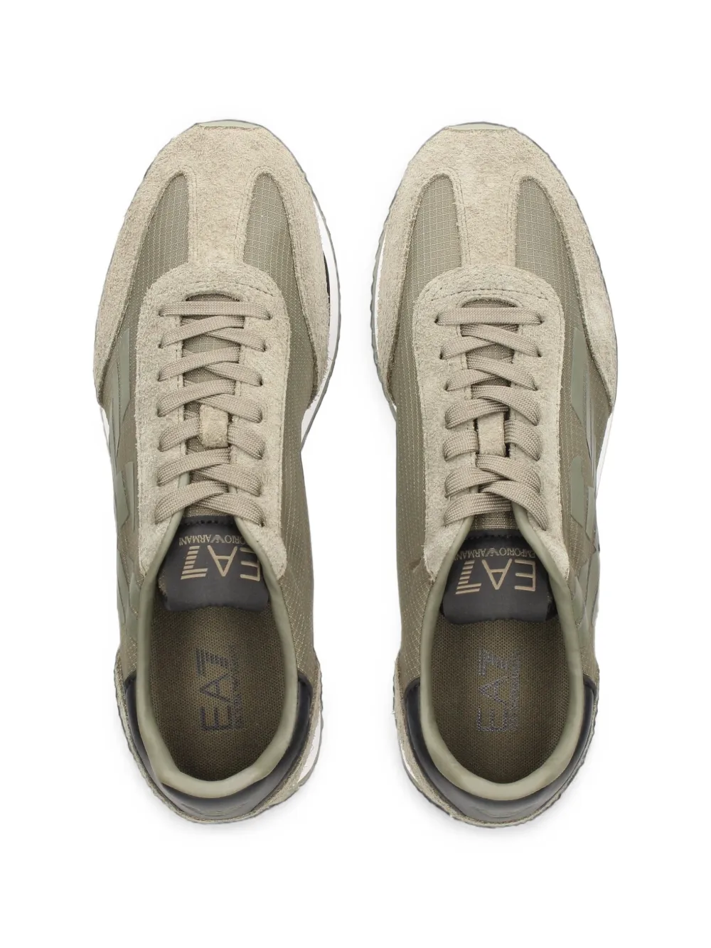 Ea7 Emporio Armani logo-patch panelled sneakers Groen
