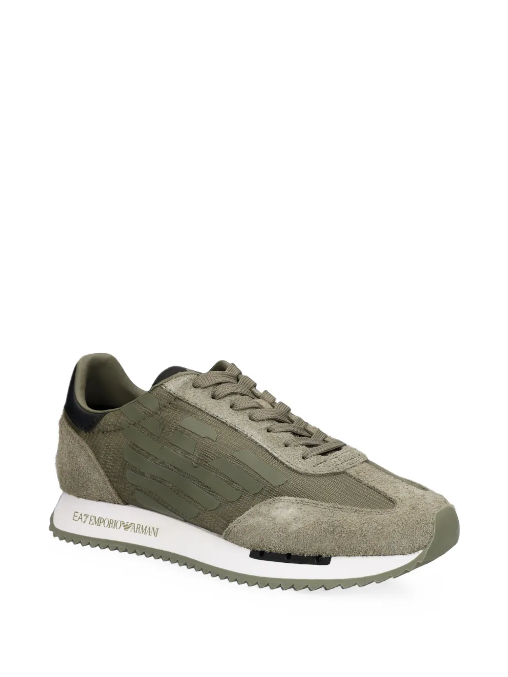 Ea7 Emporio Armani logo-patch panelled sneakers Groen