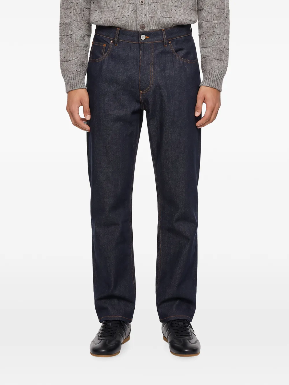 YMC Bez jeans met contrasterende stiksels Blauw