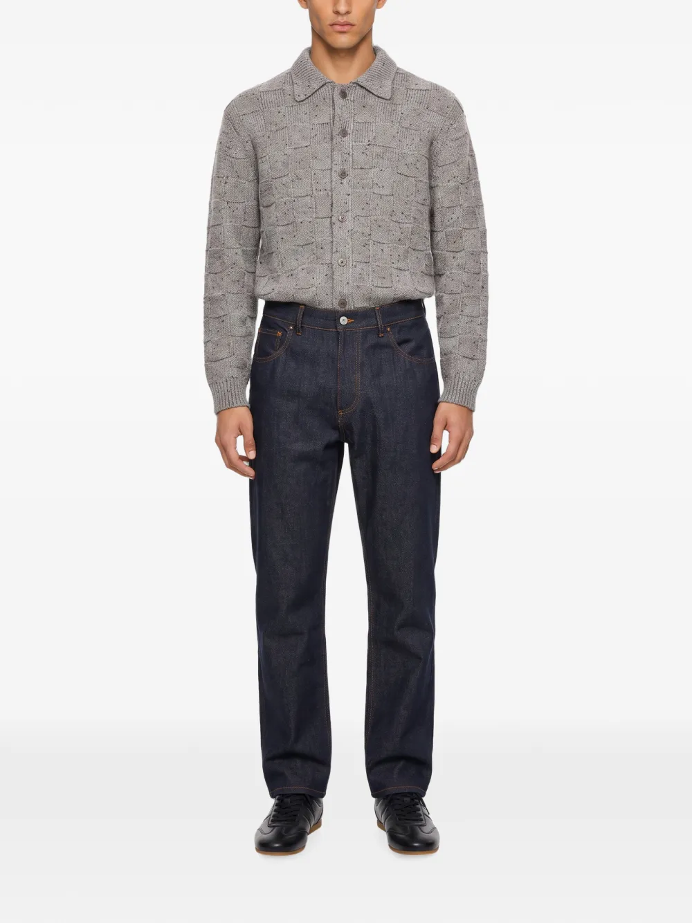 YMC Bez jeans met contrasterende stiksels Blauw