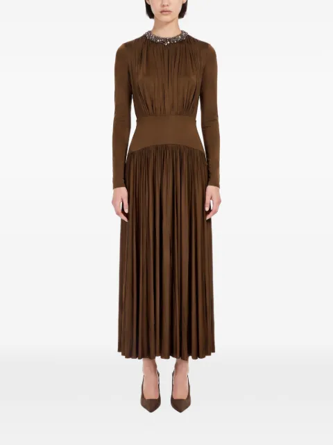 Roland Mouret embellished-neck gathered-detail dress