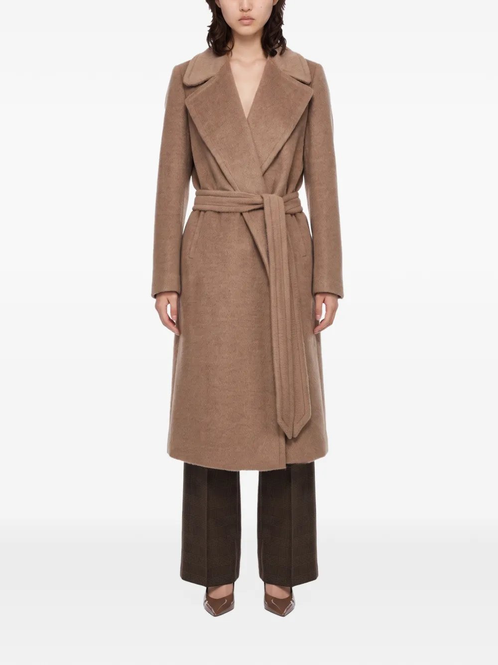 Tagliatore Molly belted notch-lapel coat Bruin