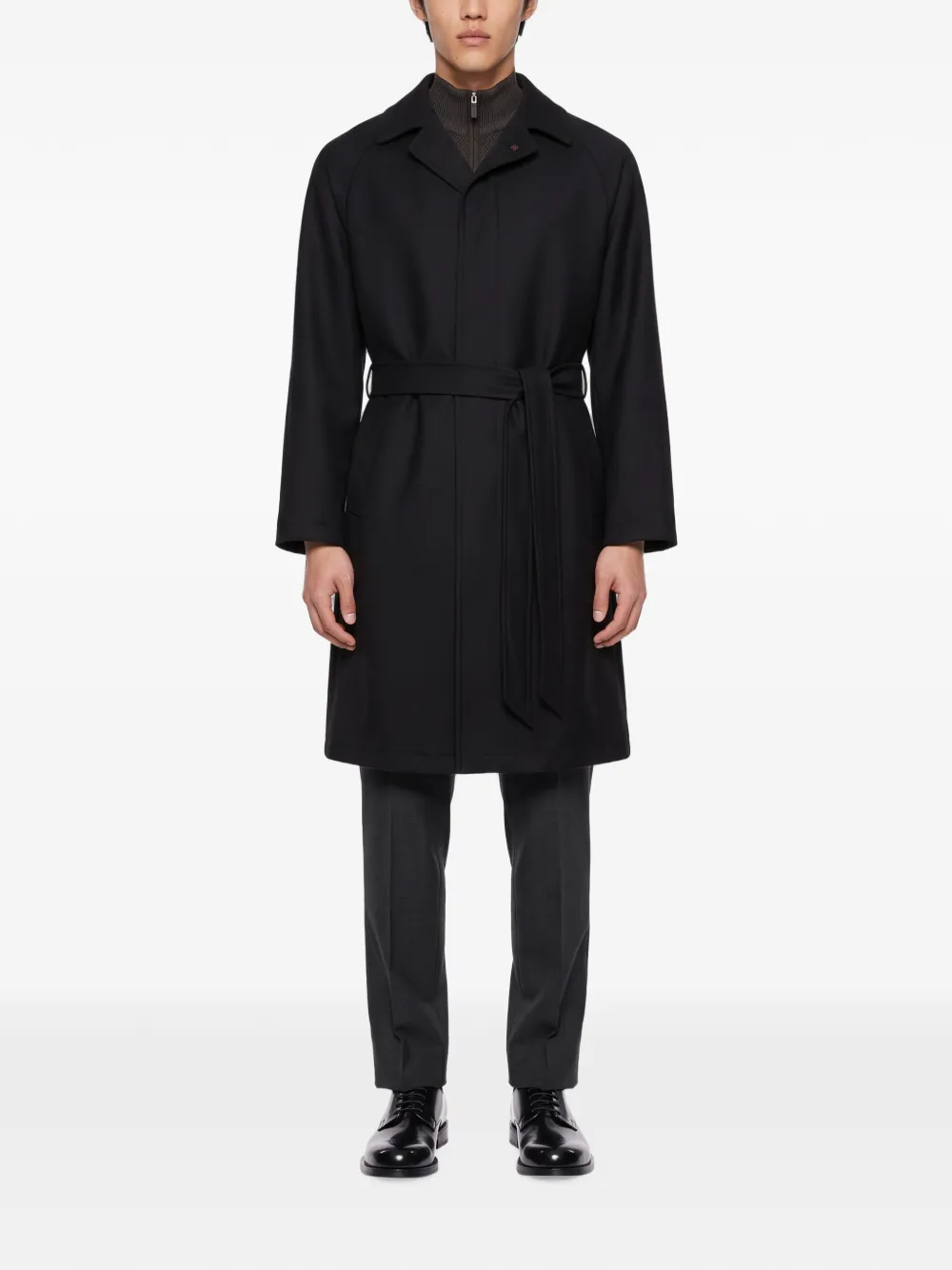 Tagliatore Salomon belted raglan-sleeve coat Zwart