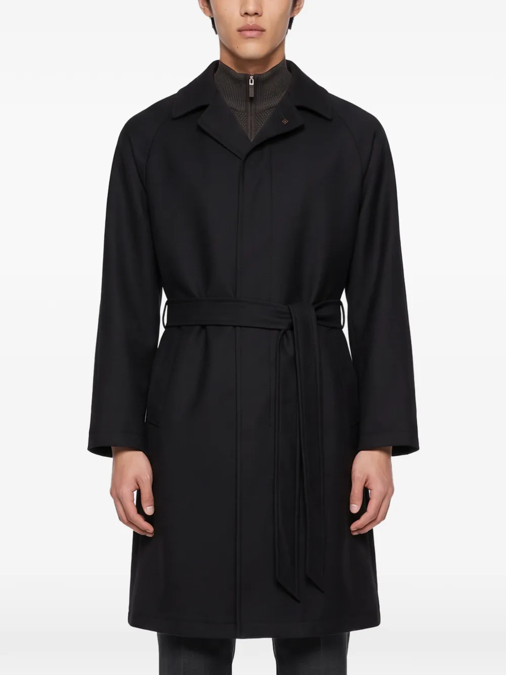 Tagliatore Salomon belted raglan-sleeve coat - Black
