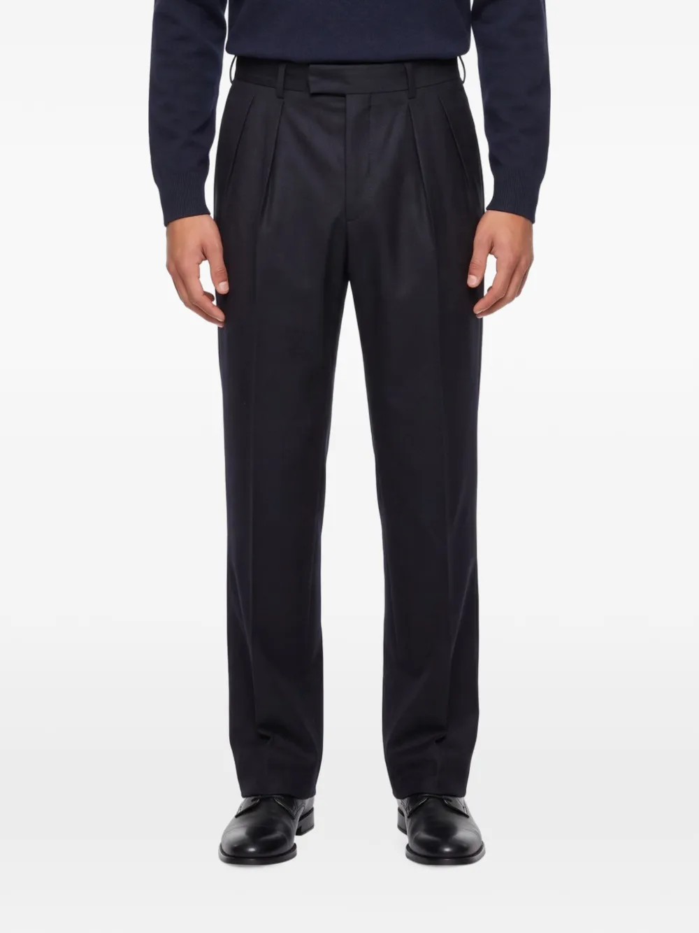 Tagliatore pleated-detail straight-leg trousers Blauw