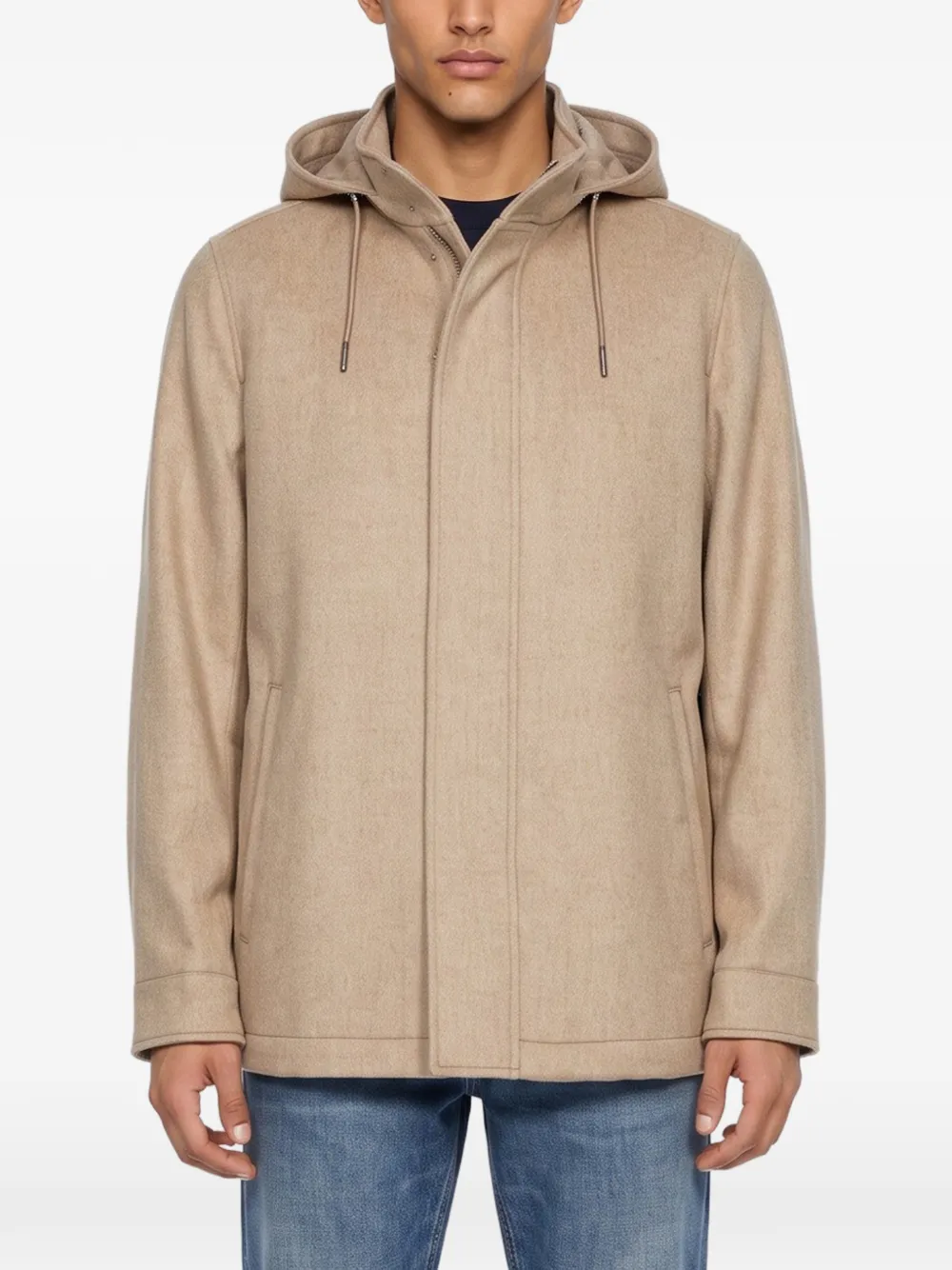 Zegna hooded zip-up jacket Beige