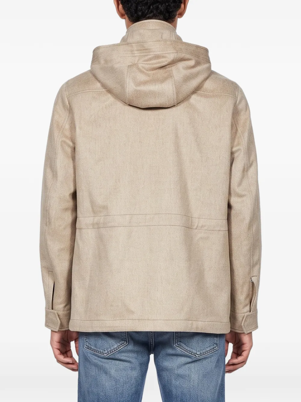 Zegna hooded zip-up jacket Beige
