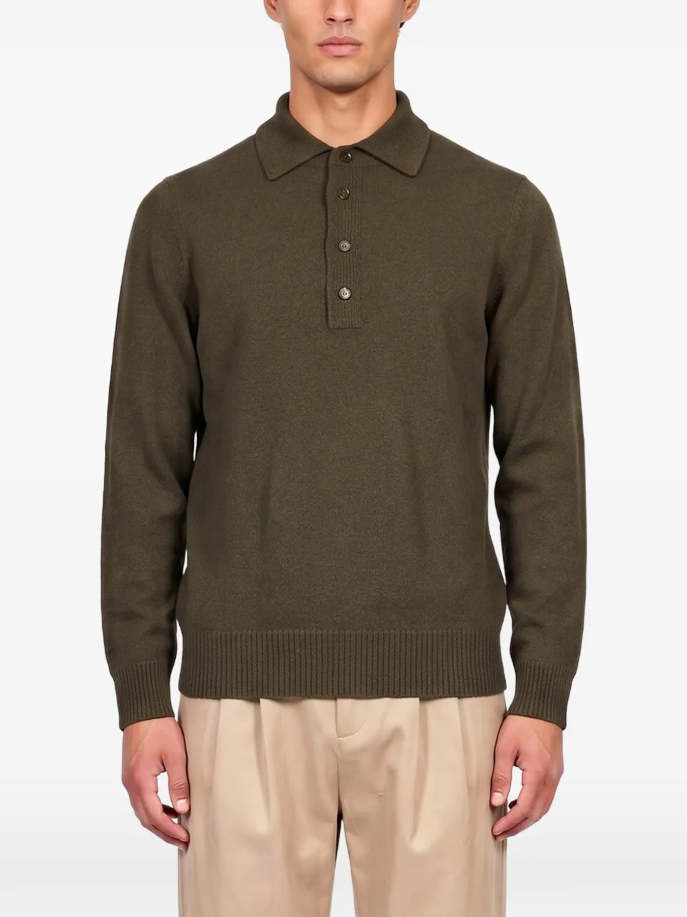 Zegna long-sleeve polo shirt Groen