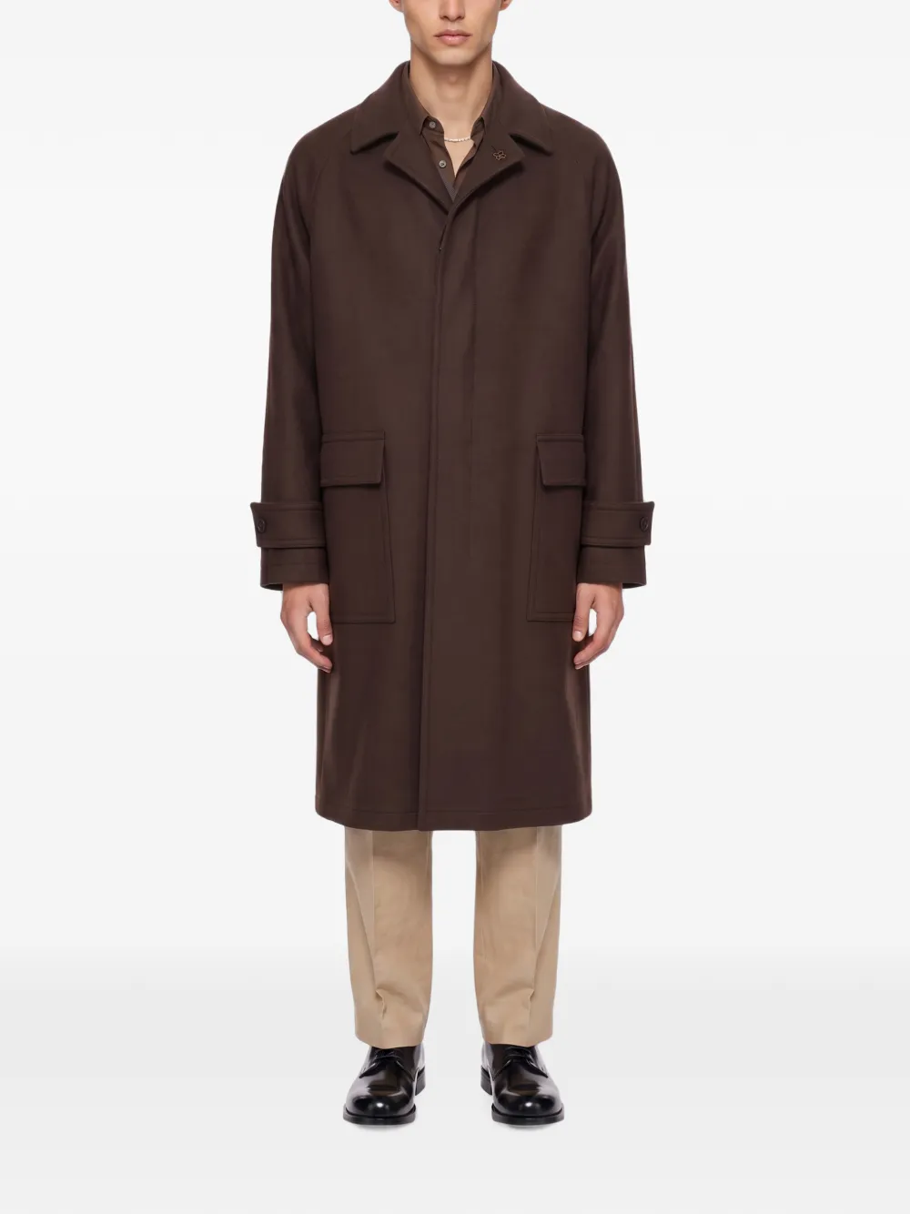 Tagliatore concealed-front raglan-sleeve coat Bruin