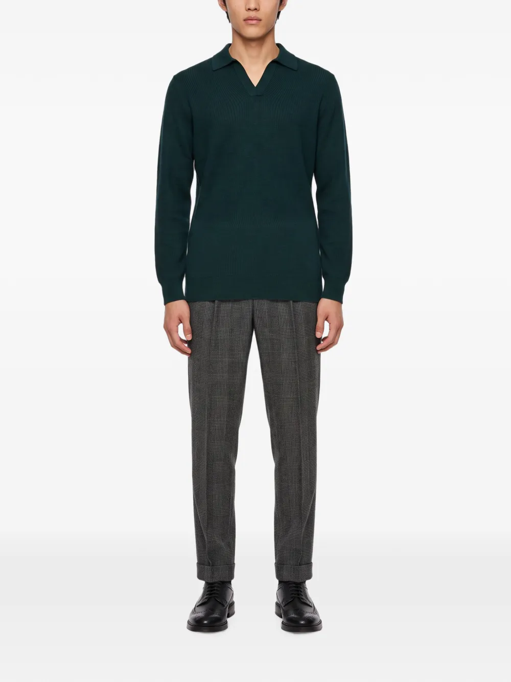 Tagliatore Zayn ribbed-knit polo shirt Groen