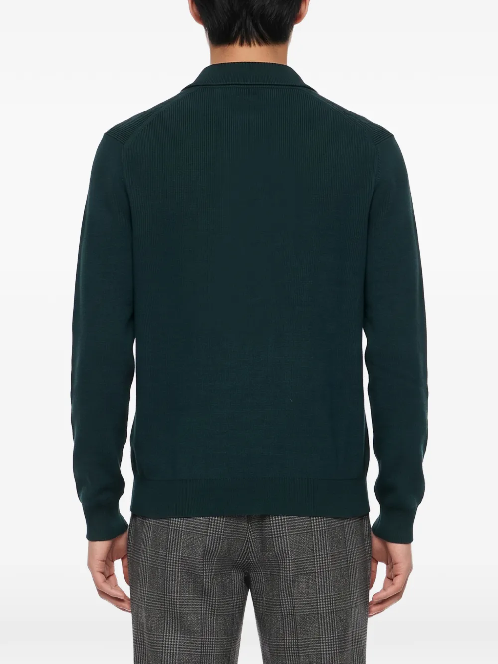 Tagliatore Zayn ribbed-knit polo shirt Groen