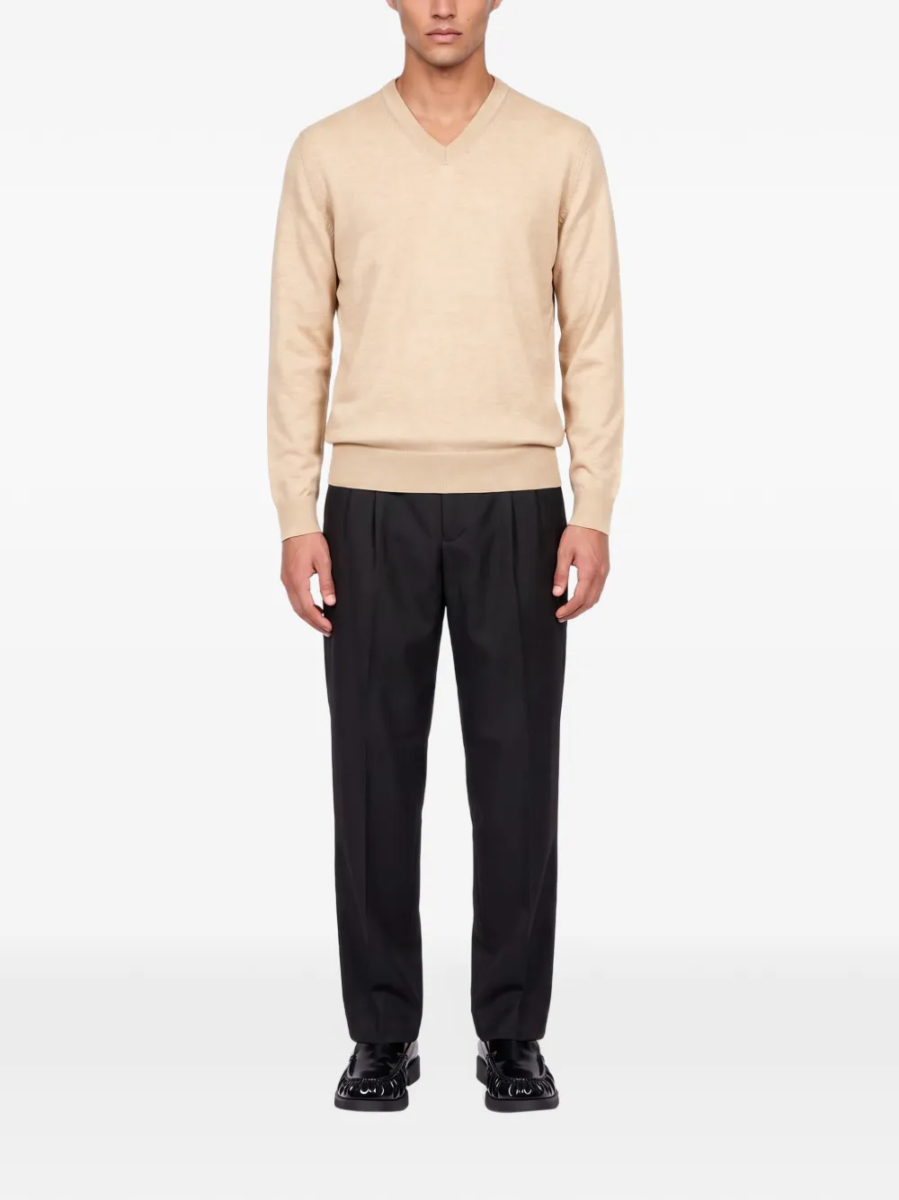 Zegna Oasi-cashmere V-neck sweater Beige