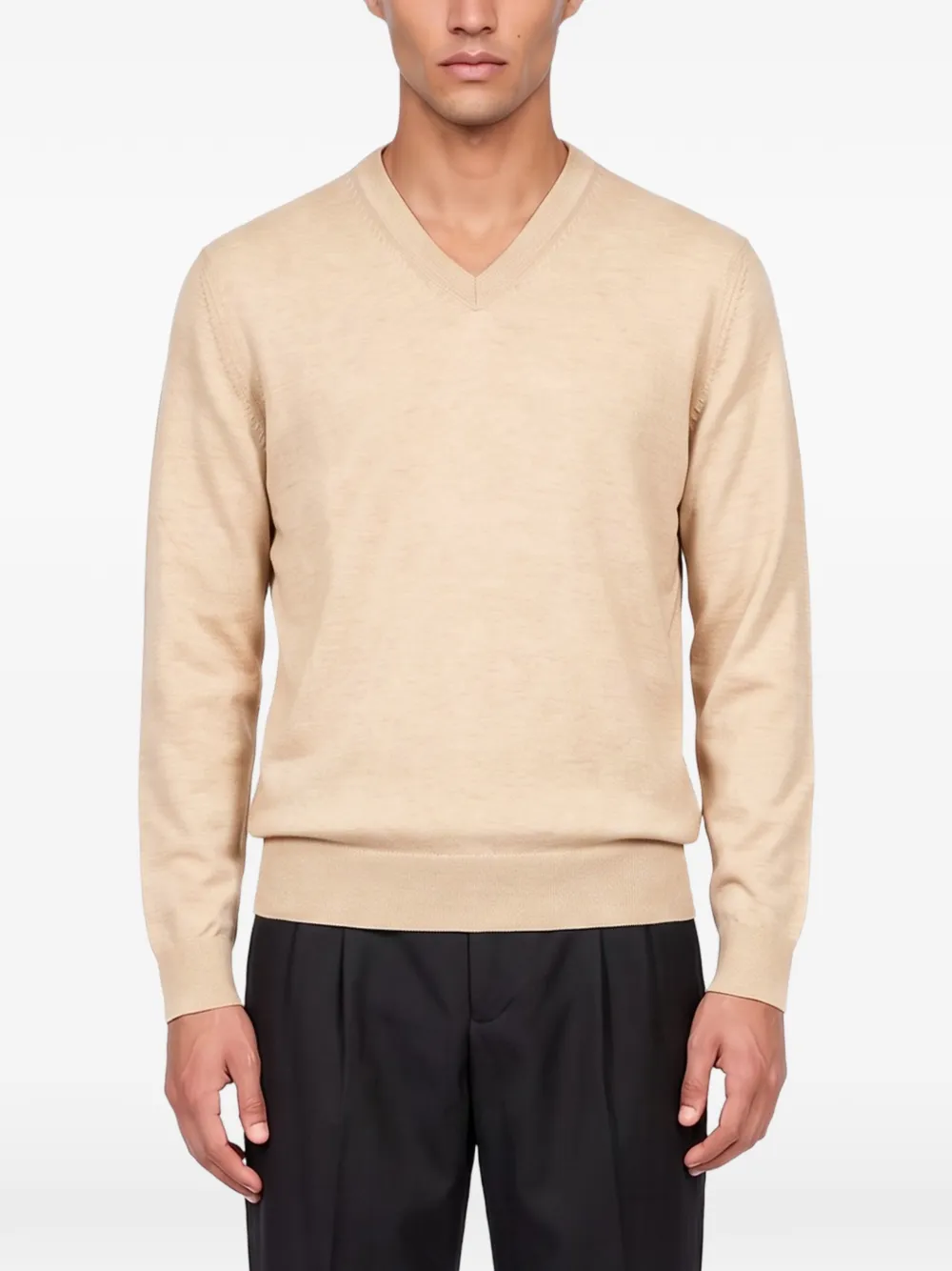Zegna Oasi-cashmere V-neck sweater Beige