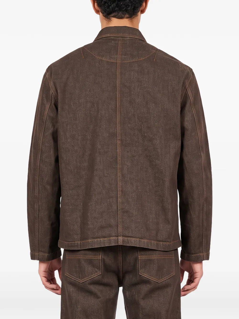 YMC Construction denim jack met contrasterende stiksels Bruin