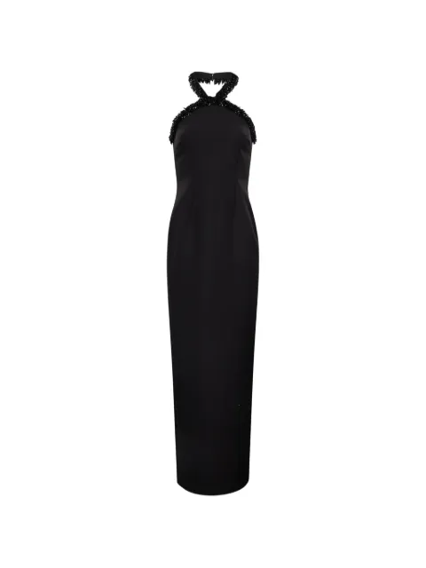 Roland Mouret maxi bead-embellished halterneck dress