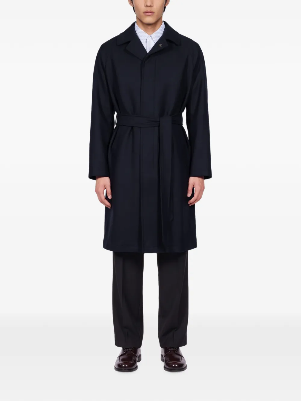 Tagliatore Salomon belted raglan-sleeve coat Blauw
