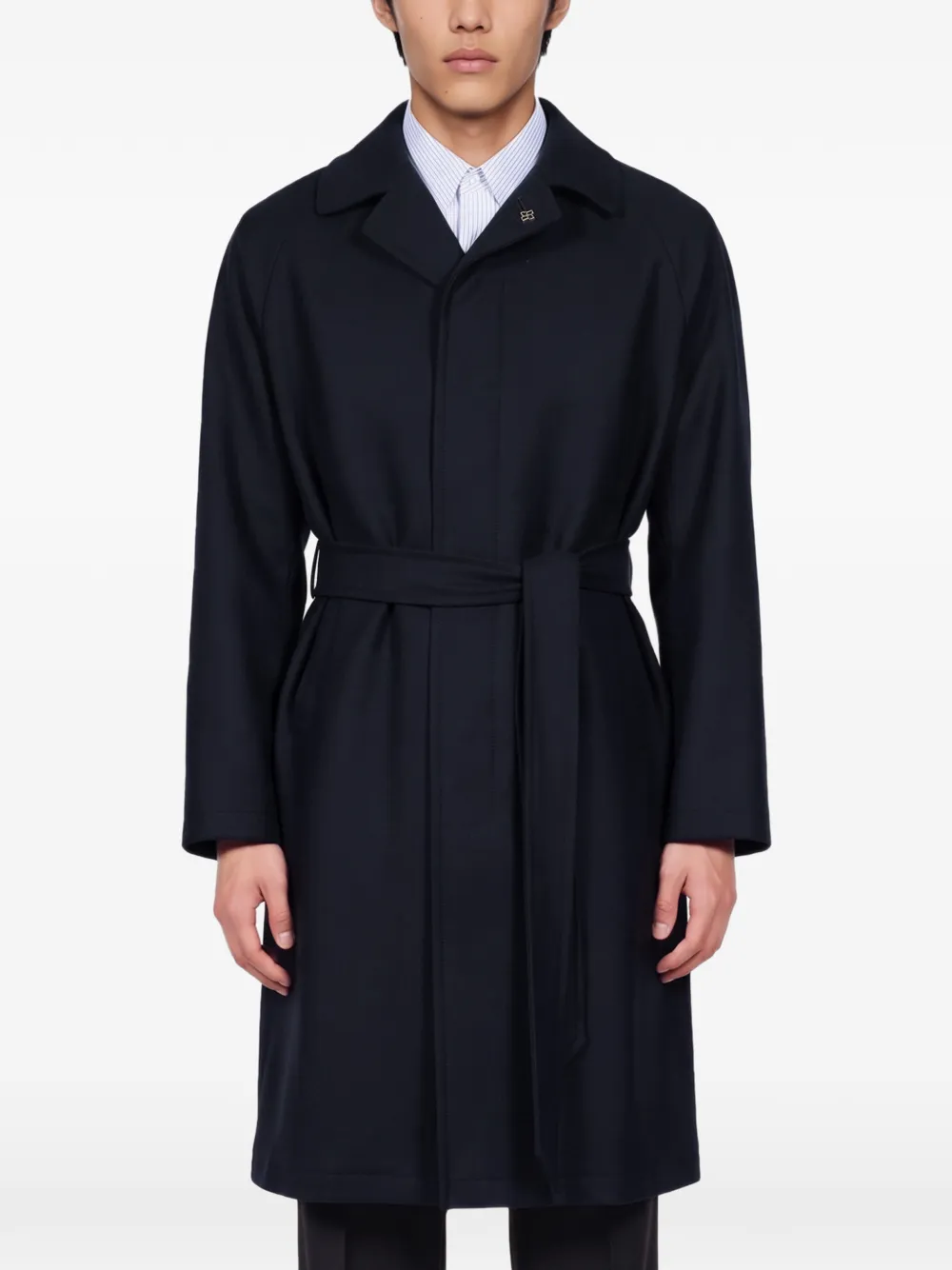 Tagliatore Salomon belted raglan-sleeve coat Blauw