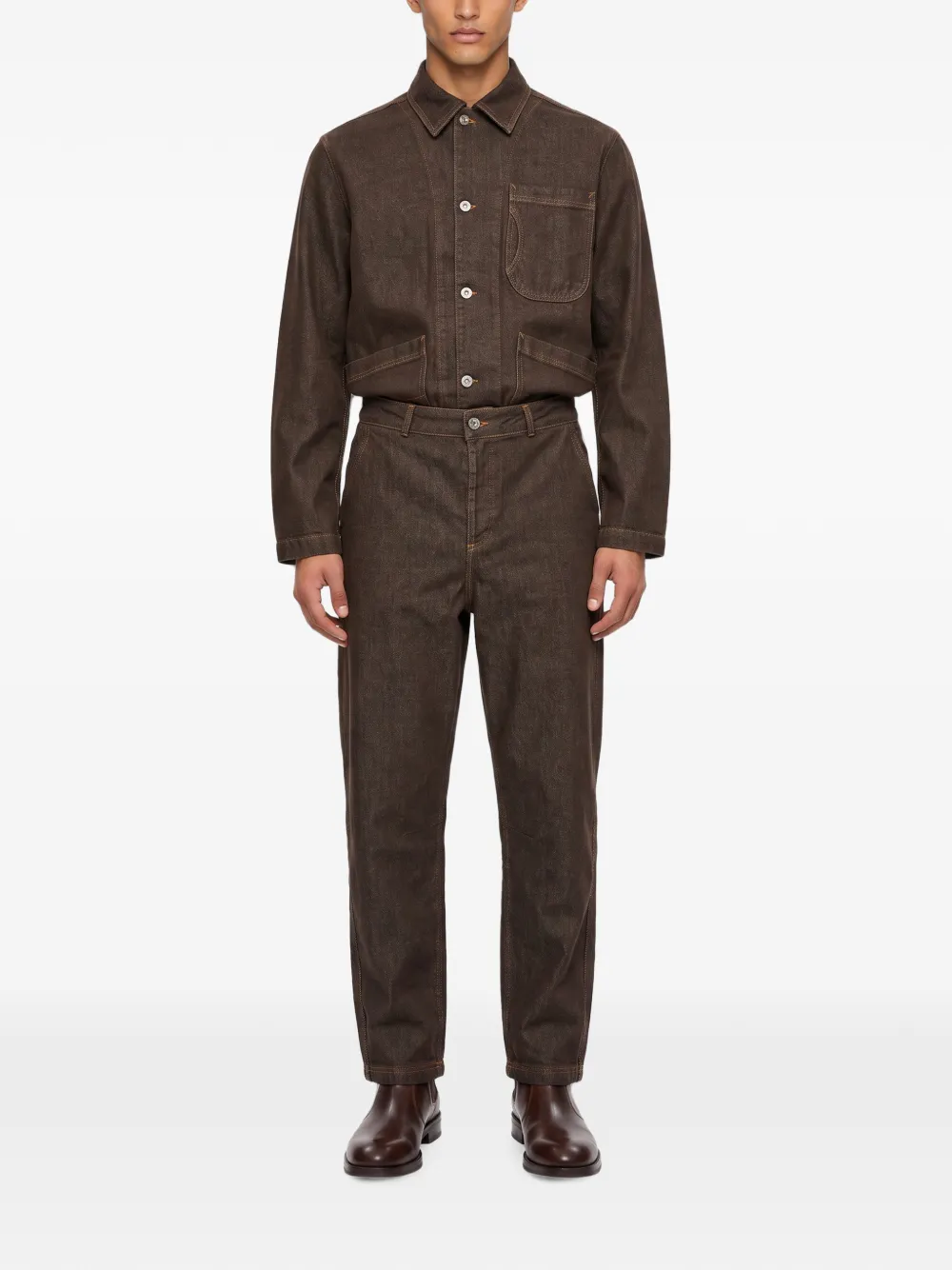 YMC Broek met contrasterende stiksels Bruin