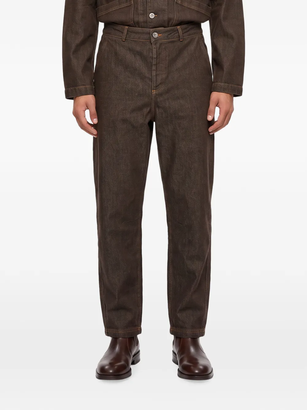 YMC Broek met contrasterende stiksels Bruin