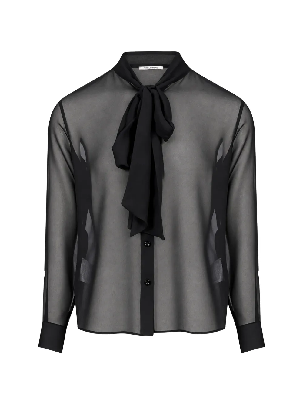 Tagliatore Eva sheer pussy-bow shirt - Schwarz