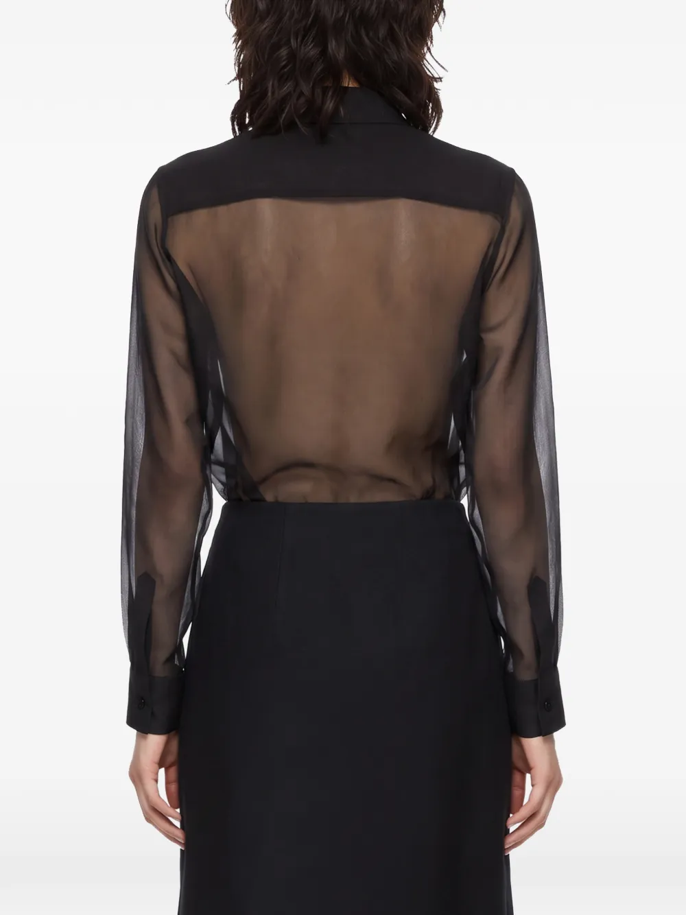 Tagliatore Eva doorzichtige blouse met strik Zwart