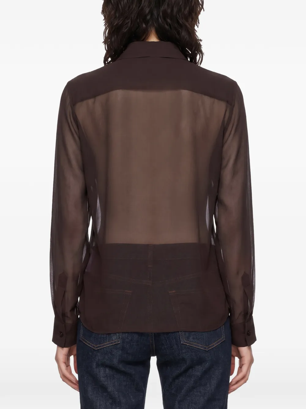 Tagliatore Eva doorzichtige blouse Bruin