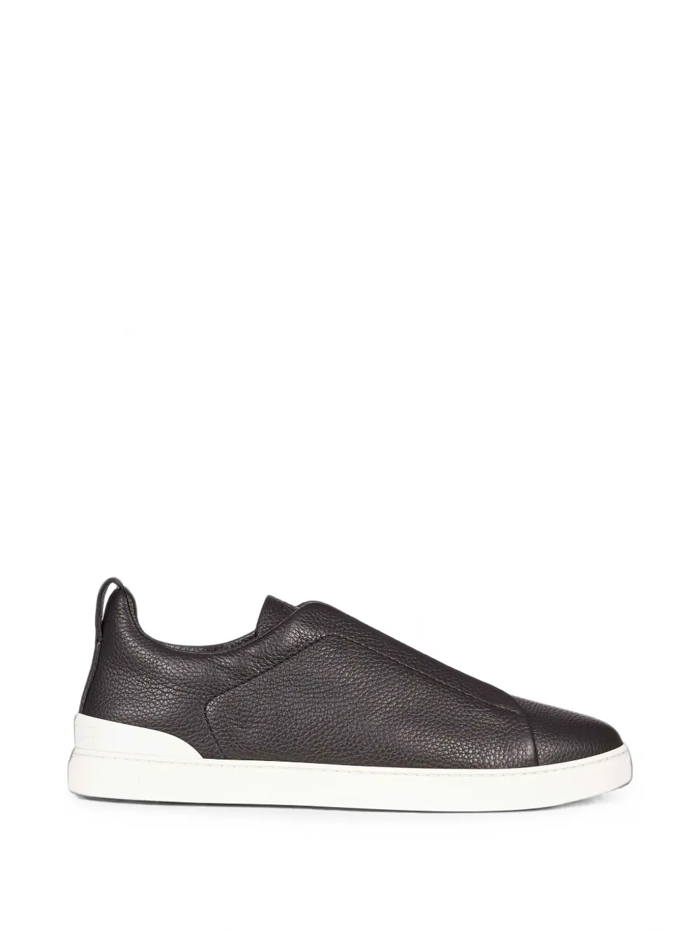 Zegna Triple Stitch grained leather sneakers - Braun