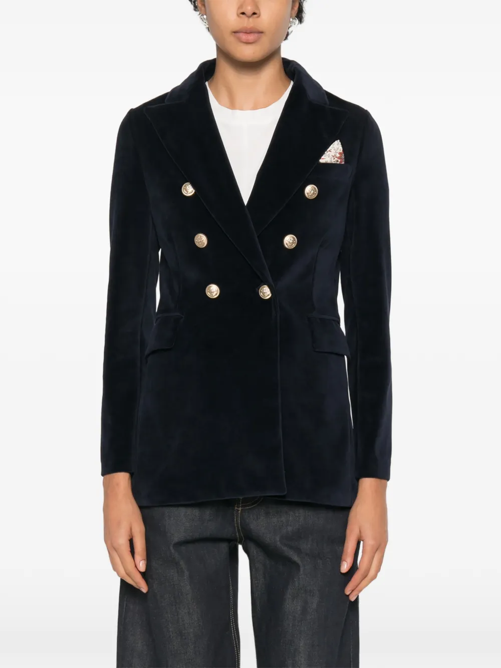 Circolo 1901 Fluwelen blazer met dubbele rij knopen Blauw