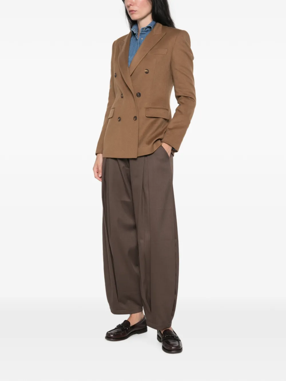 Tagliatore Blazer met dubbele rij knopen en puntige revers Bruin