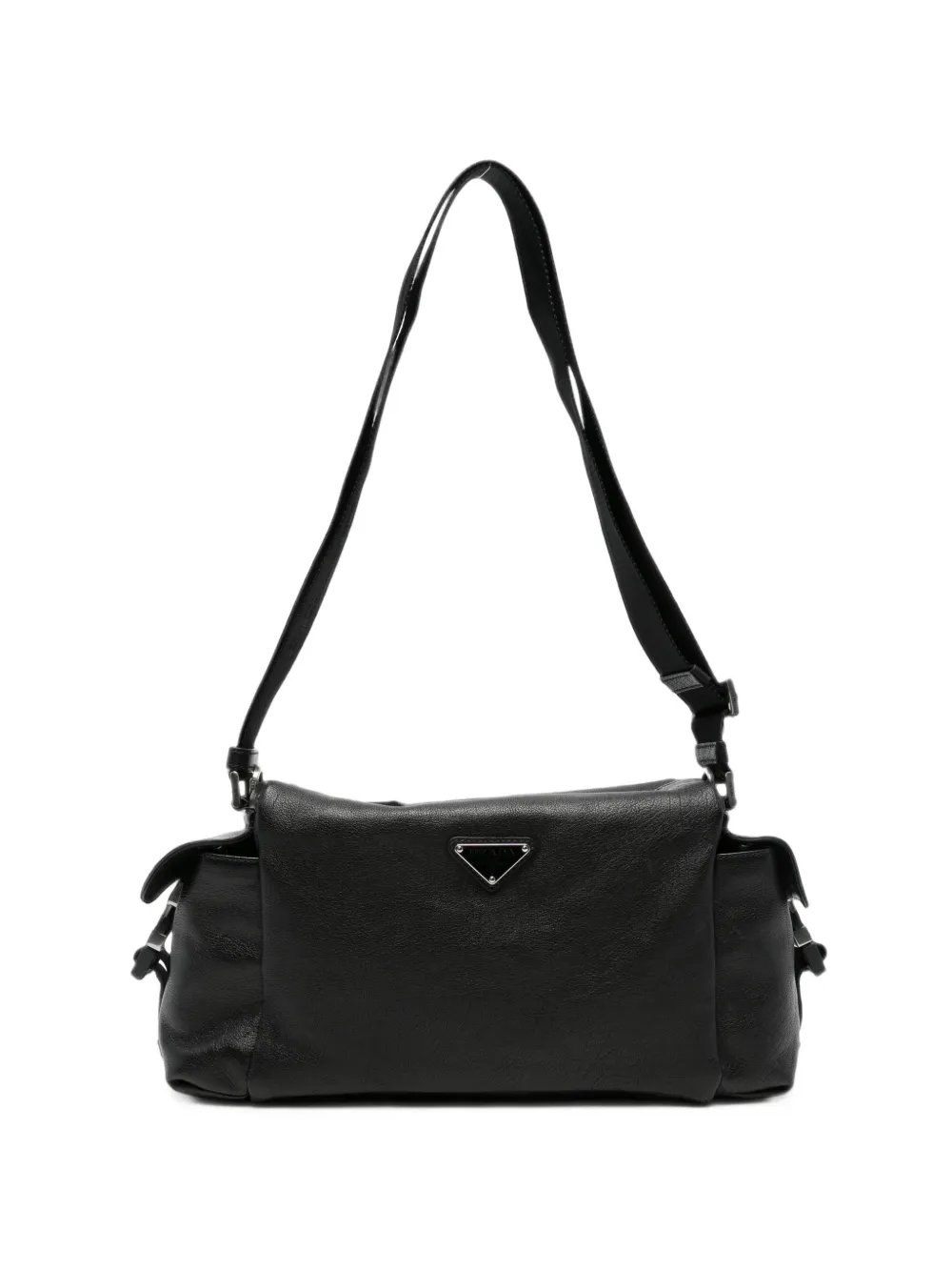 Prada logo-plaque shoulder bag - Nero