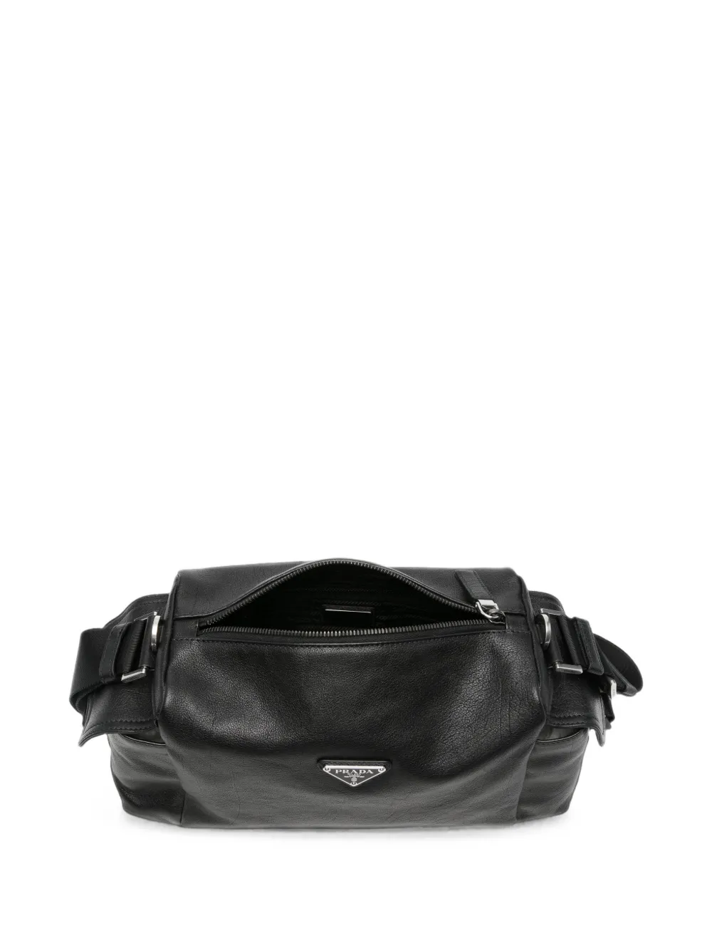 Prada Schoudertas met logoplakkaat Zwart