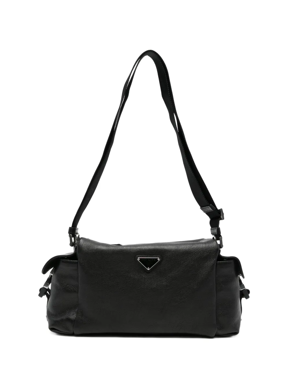 Prada logo-plaque shoulder bag - Nero