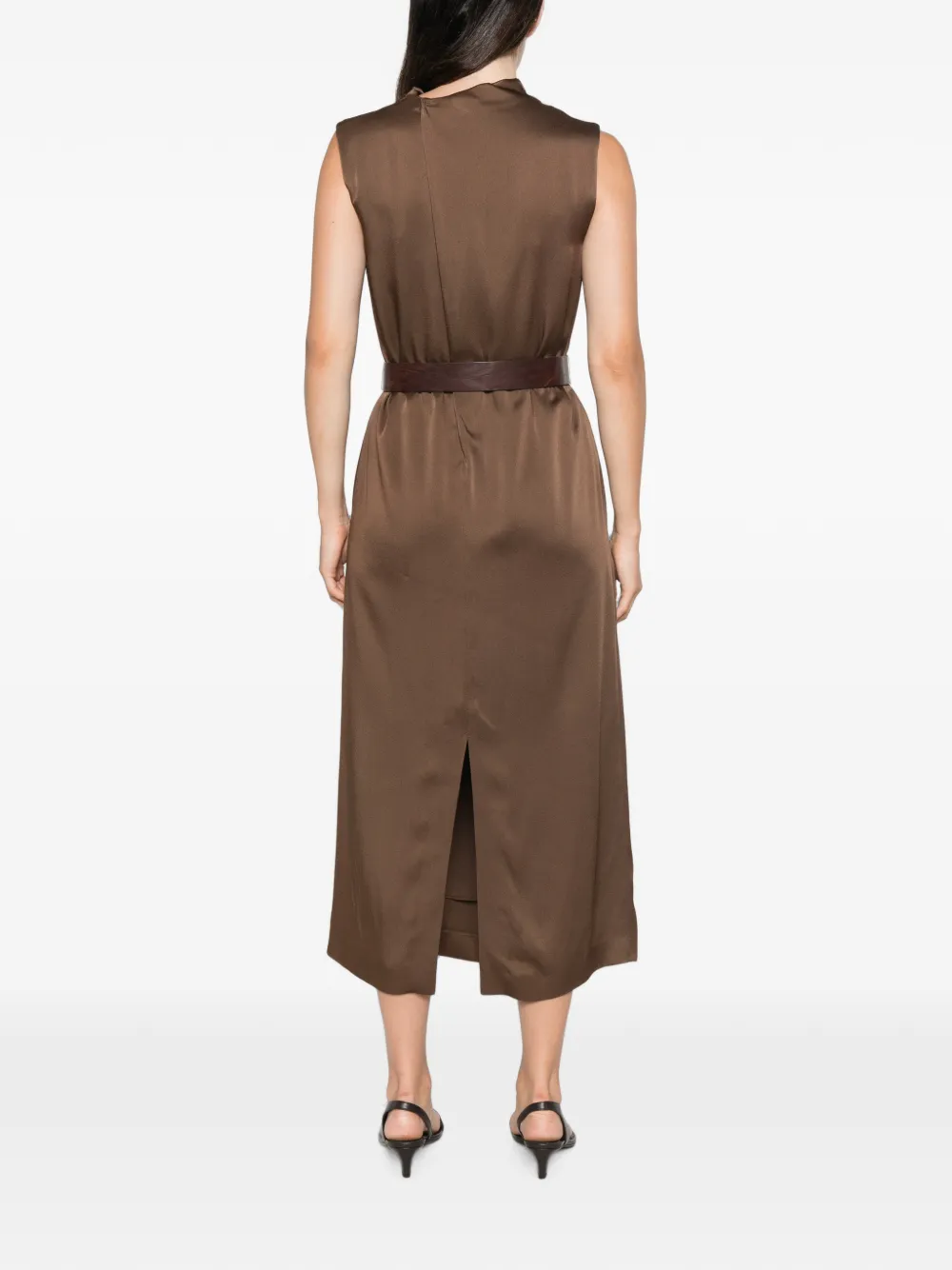 Brunello Cucinelli Midi-jurk met ceintuur Bruin
