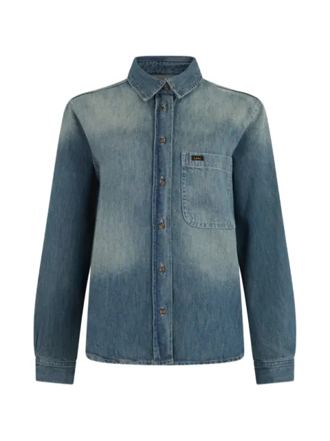 LOIS JEANS  faded-effect patch-pocket denim shirt