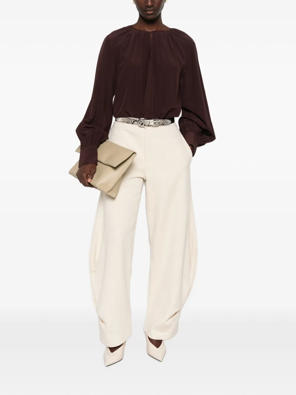 JOSEPH Blouse met gesmockte mouwen Rood