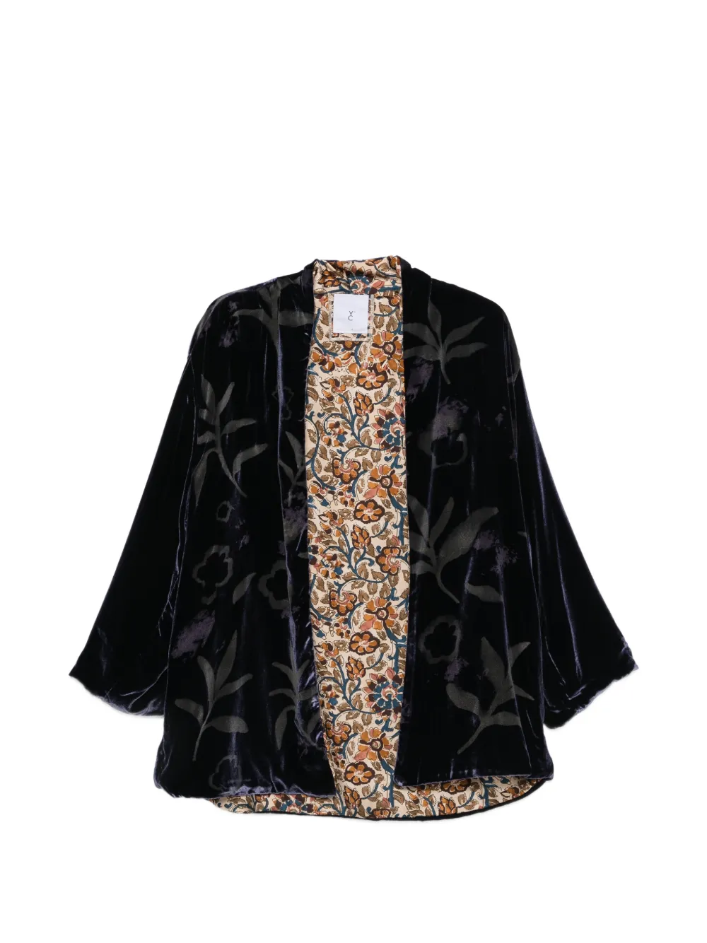 Why Ci floral-print velvet cape