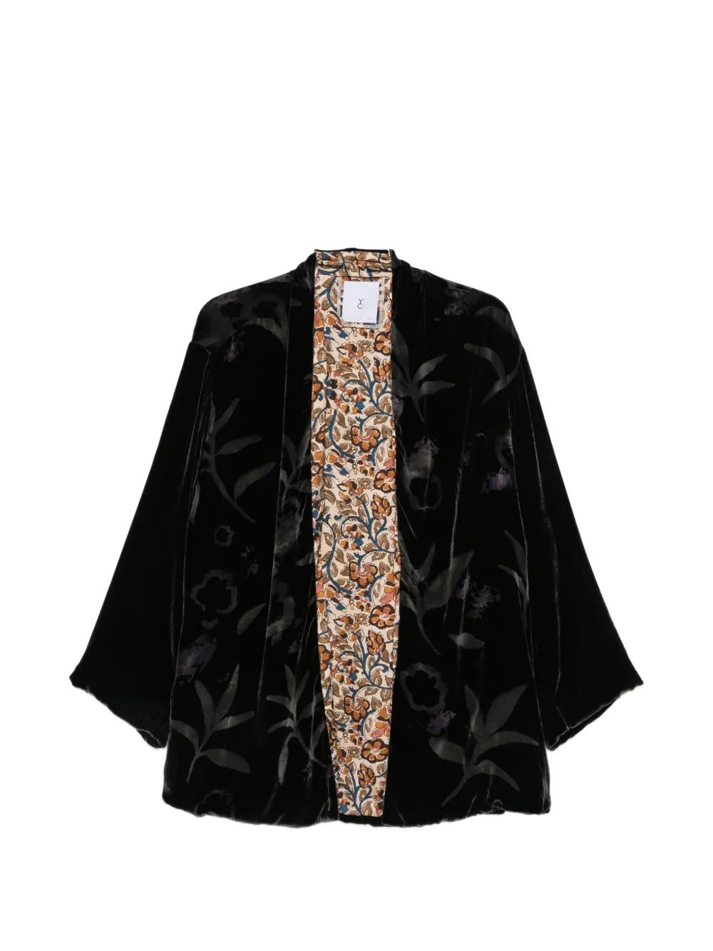 Why Ci floral-print velvet cape